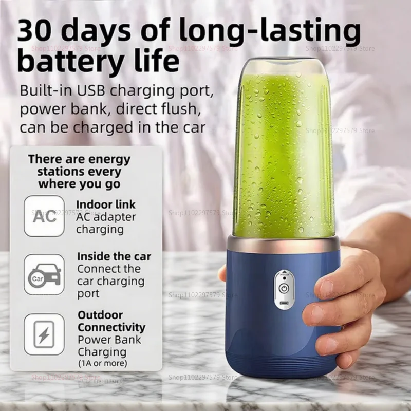 Portable Blender Juicer 400ml Electric Fruit Juicer USB Charging Lemon Orange Fruit Juicing Cup Smoothie Blender Machine 2cups