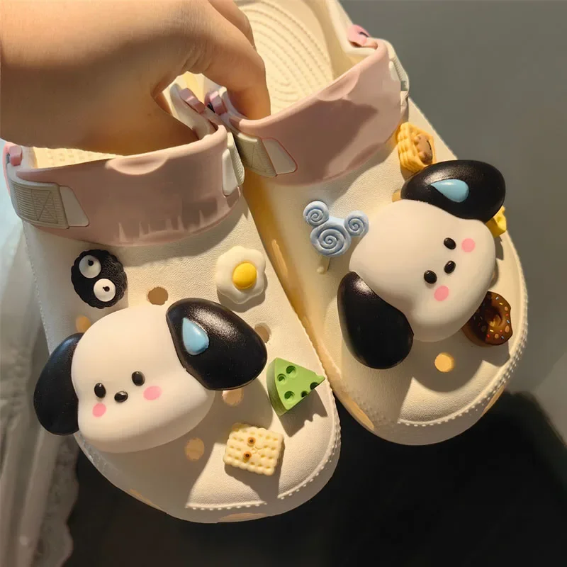 HelloKitty Sanrio Shoe Set Anime Kawaii Kuromi Cinnamoroll Crocodile Buckle Accessories Decoration Buckle Transparent Diy