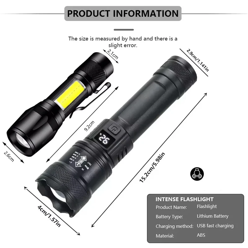 High Strong Power Led Flashlights Tactical Flash Light Torch Ultra Bright Lamp USB Charging Camping Fishing Defensa Lantern image 6