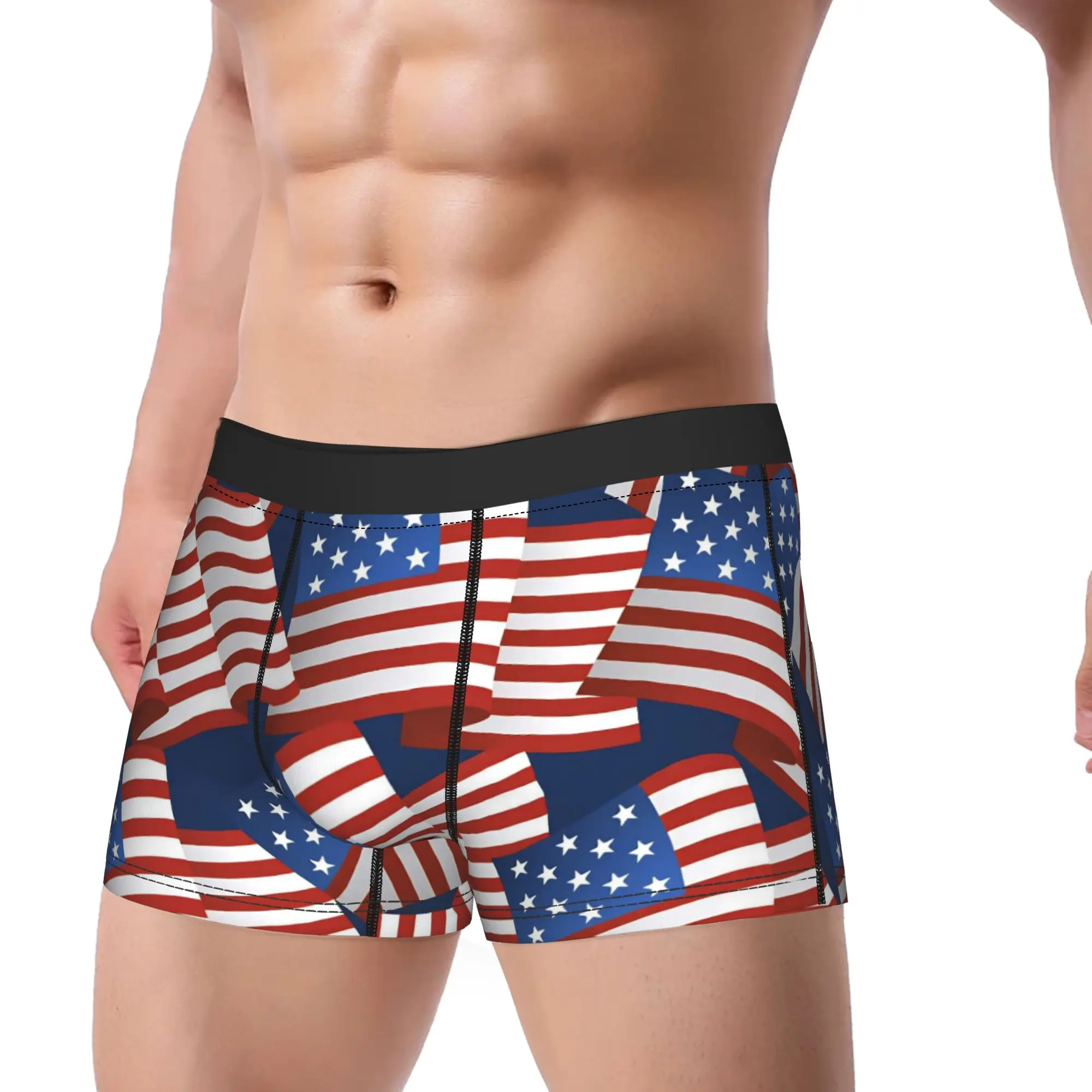 American Flag Patriotism Underwear  Comfortable Underpants Custom Boxer Brief For Men 3D Pouch Large Size Boxershorts