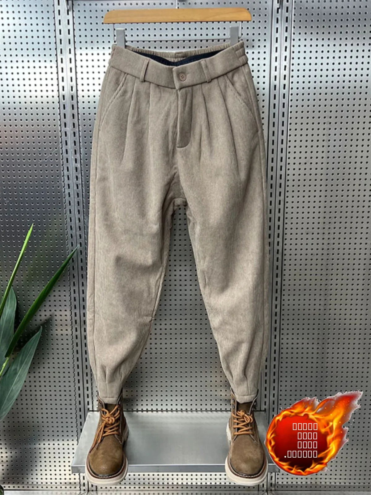 

Новые мужские вельветовые брюки 2025 года с начесом, повседневные, на молнии, зауженные, свободные, в стиле «гарлен», модные, в полоску, из полиэфирного волокна, осень-зима