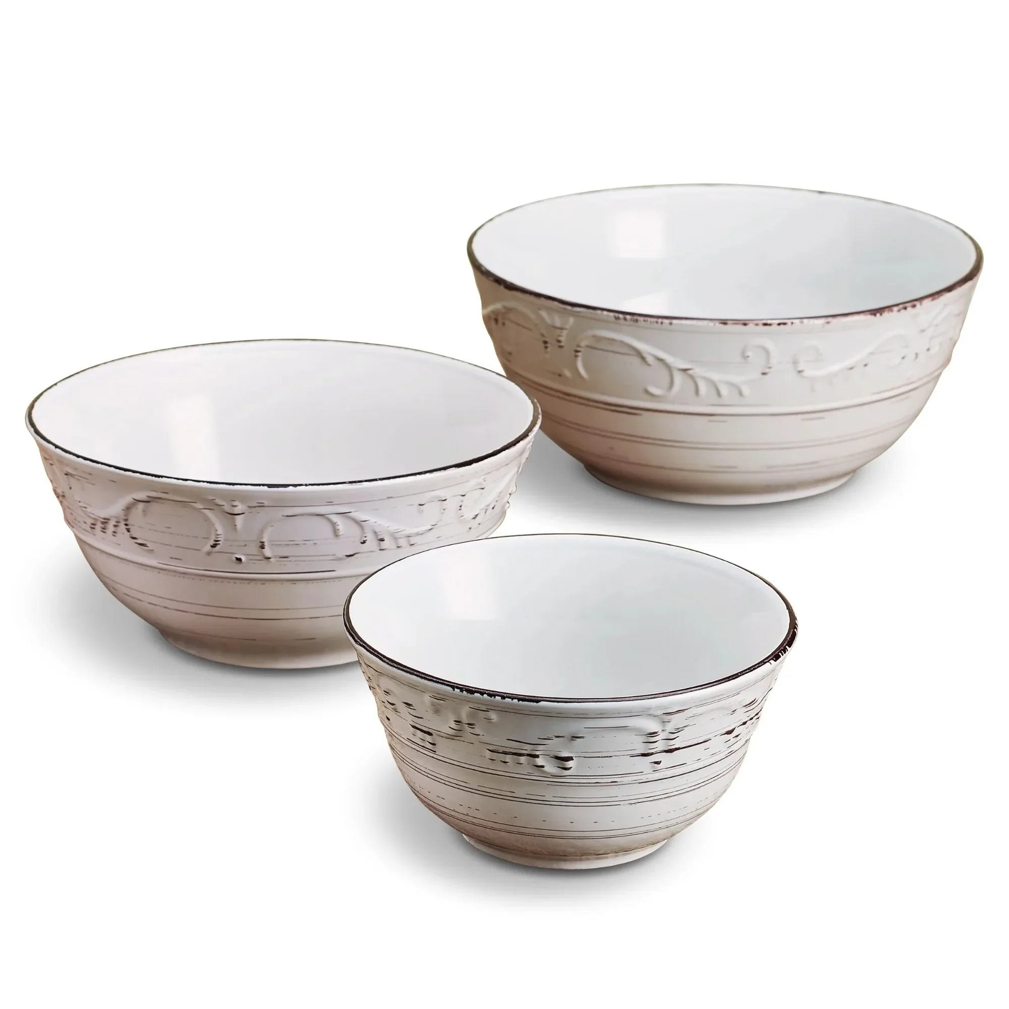 

Stoneware Serving Bowls Set of 3 White