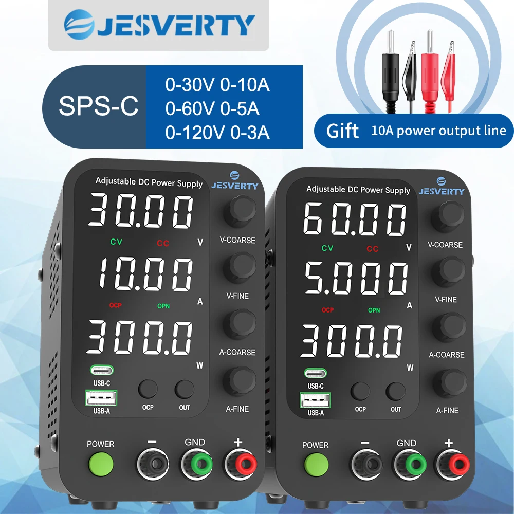 

Регулируемый лабораторный импульсный источник питания Jesverty DC Mini 30В 60В 120В с регулировкой напряжения и предустановкой тока, функцией включения/выключения