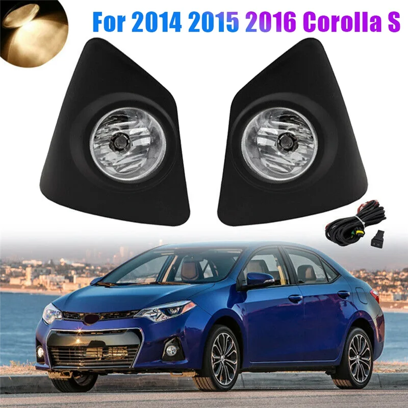 For 2014 2015 2016 S Front Bumper Fog Light Clear Lens Driving Lamp Cover with Harness Switch Set Pair