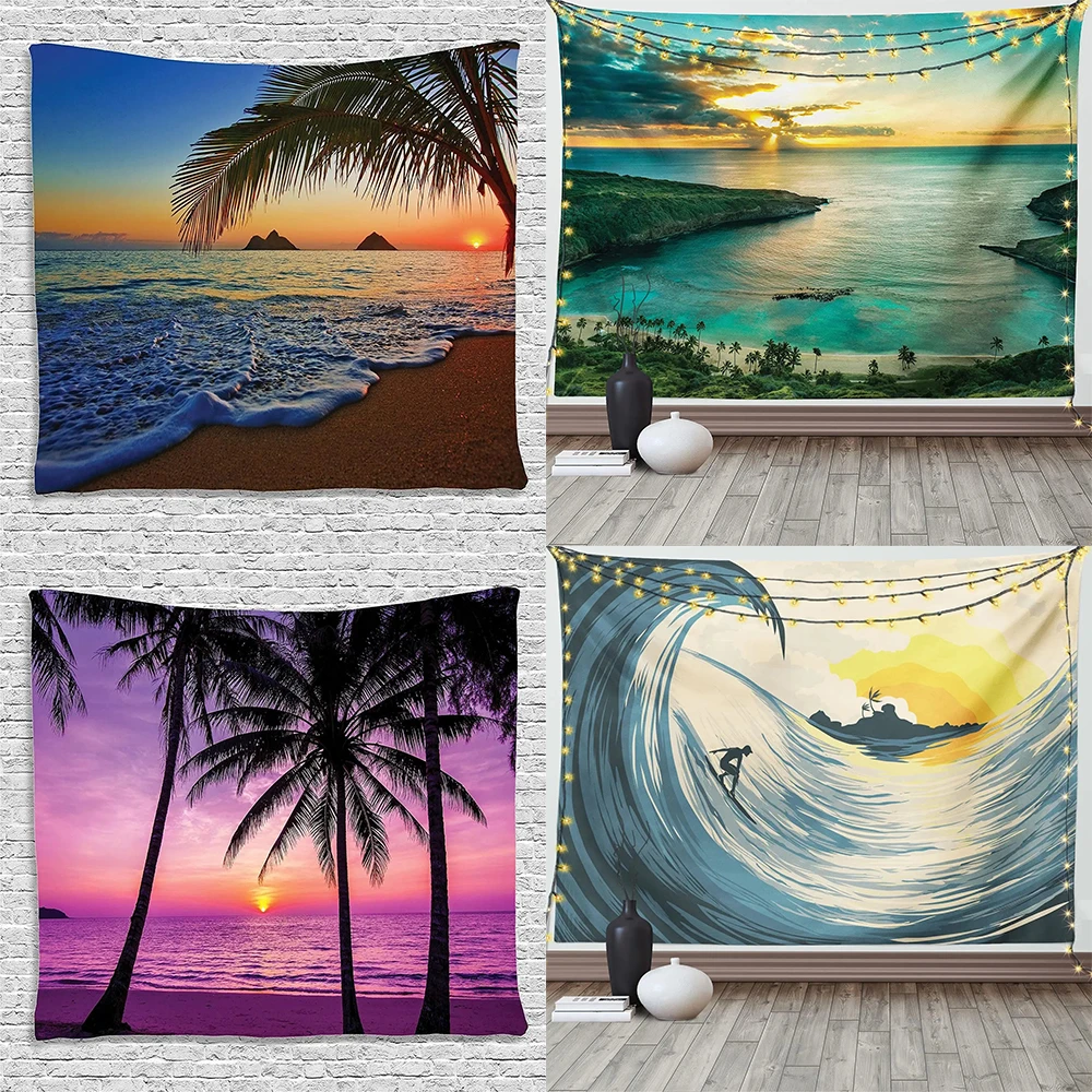 Hawaii sunrise Hanauma Oahu sun pattern tapestry home decoration background cloth house living room wall hanging cloth