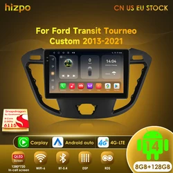 Hizpo 8G 128G Android Auto Carplay Car Radio For Ford Transit Tourneo Custom 2013-2021 Multimedia Video Player Navigation GPS BT