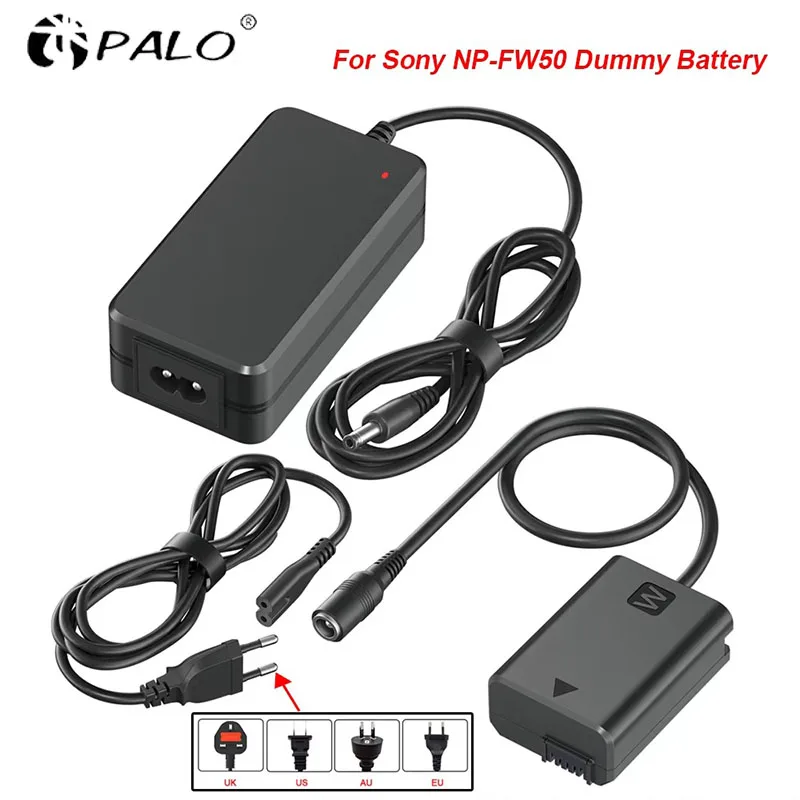 NP-FW50 NP FW50 Dummy-Akku AC-Netzteil Adapter DC-Koppler-Kit für Sony Alpha A5100 A6500 A6400 A6000 A55 A7 RX10 Kameras