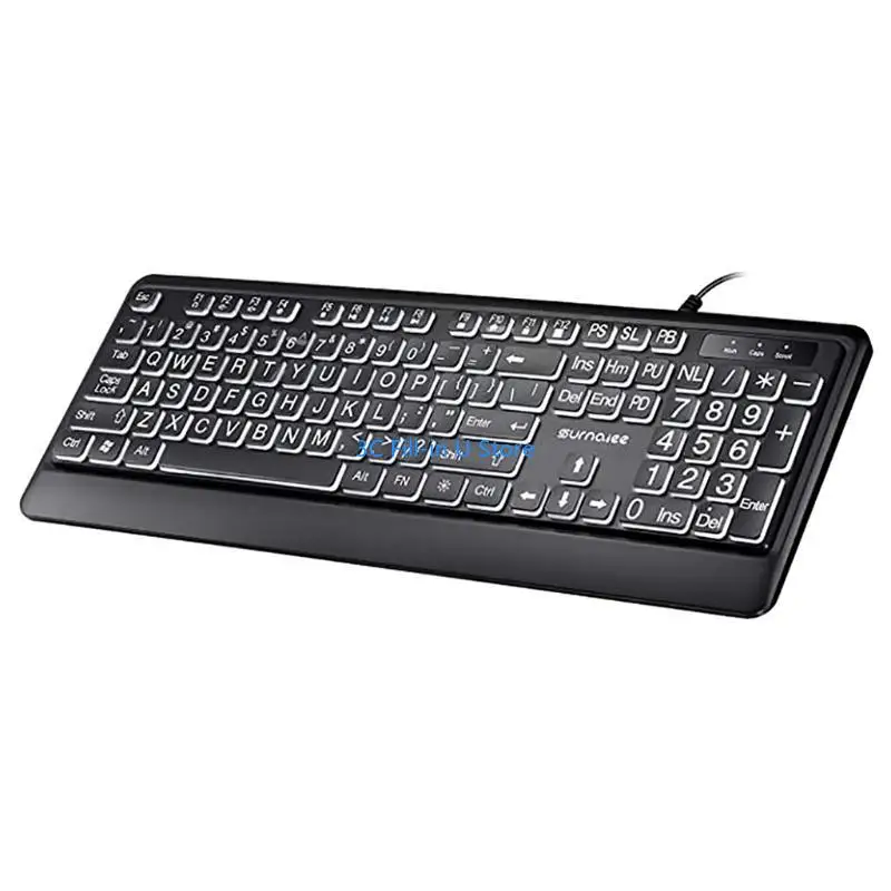 

G8TA LED Backlit Keyboard 104 Keys Standard Full Size USB Backlit Keyboard Big Print Letter with White Illuminated