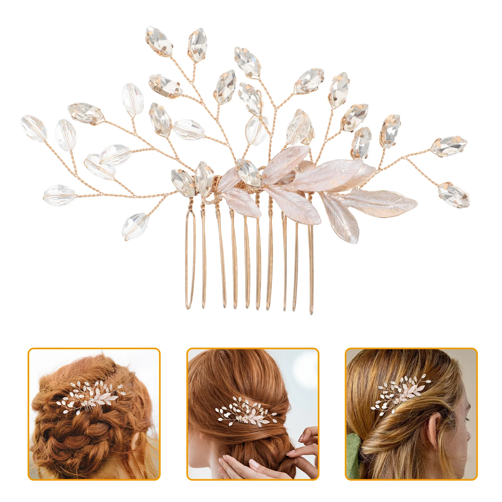 

Bridal Comb French Handmade Flowers Side Rhinestones Decorative Hair Bridesmaid Accessories Combs for Party