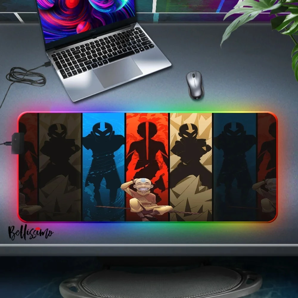 

Large Computer New Backlit LED Mousepad Avatar the Last Airbender rgb Mousepad Luminescence Playmat Soft Natural Rubber Mice Pad