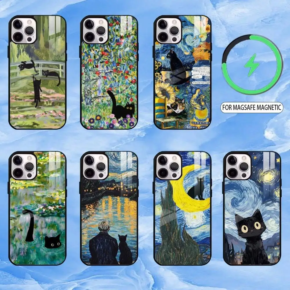 

Funny C-Cats V-Van Gogh Phone Case For iPhone17,16,15,14,13,12,11 Plus,Pro Max Magnetic For Magsafe Wireless Charging