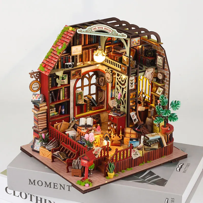 Drewniany domek dla lalek DIY, ręcznie robiony, puzzle 3D, model do składania, zabawki, dekoracja domu/sypialni, na prezenty świąteczne, domek dla lalek