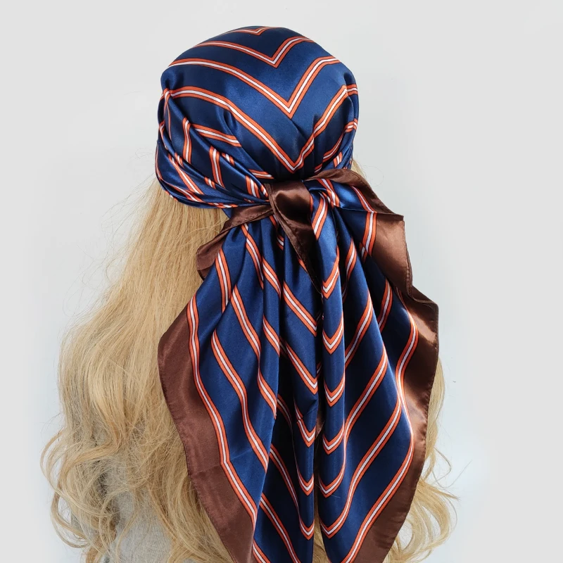 Neckerchief Shawl Wraps Print Silk Satin Scarf square Women Muslim Hijab Elegant Headband Bandana design brand foulard