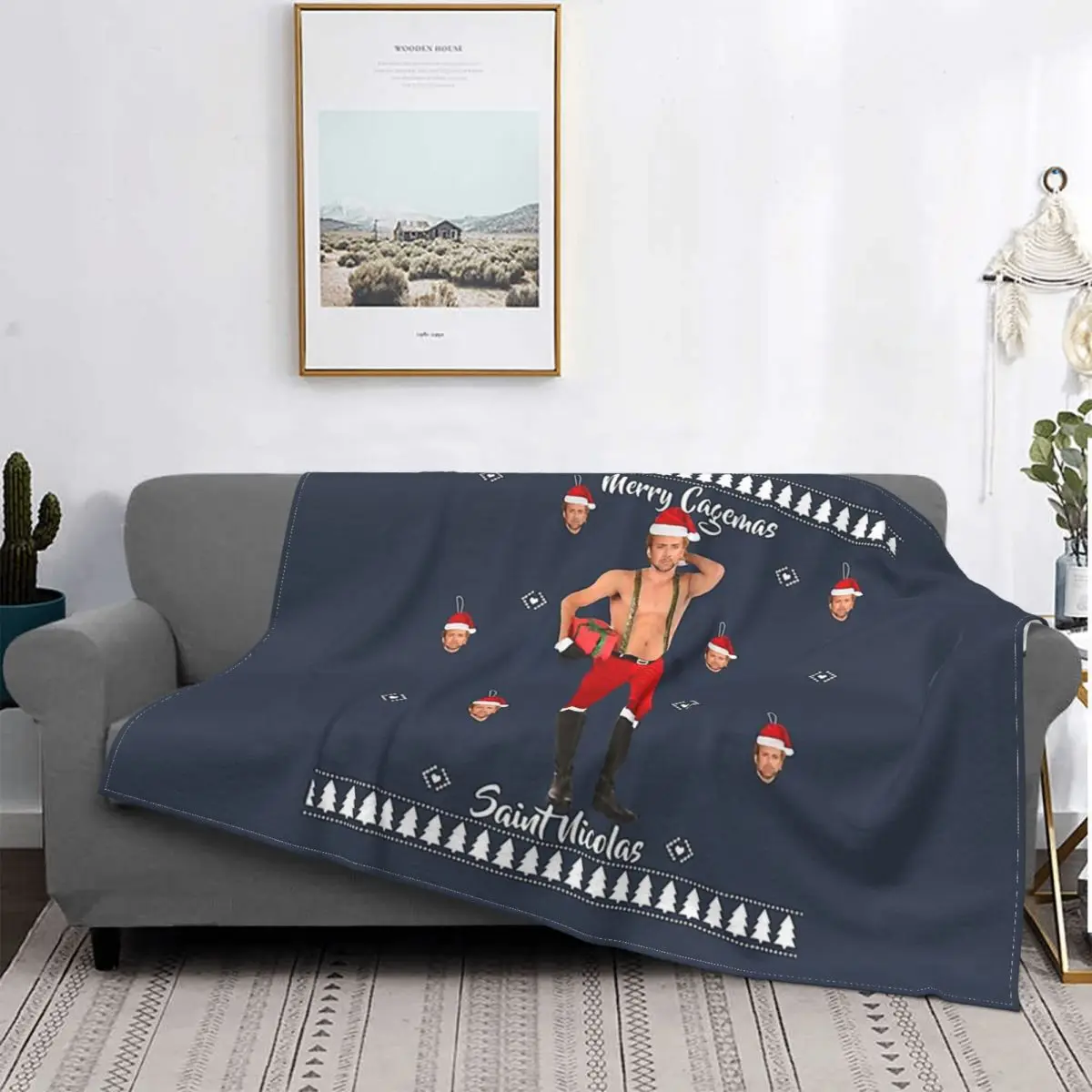 Golden Globe Award Actor Blanket Fleece Flannel Summer Breathable Plaid Saint Nicholas Cage Christmas Throw Blankets For Office