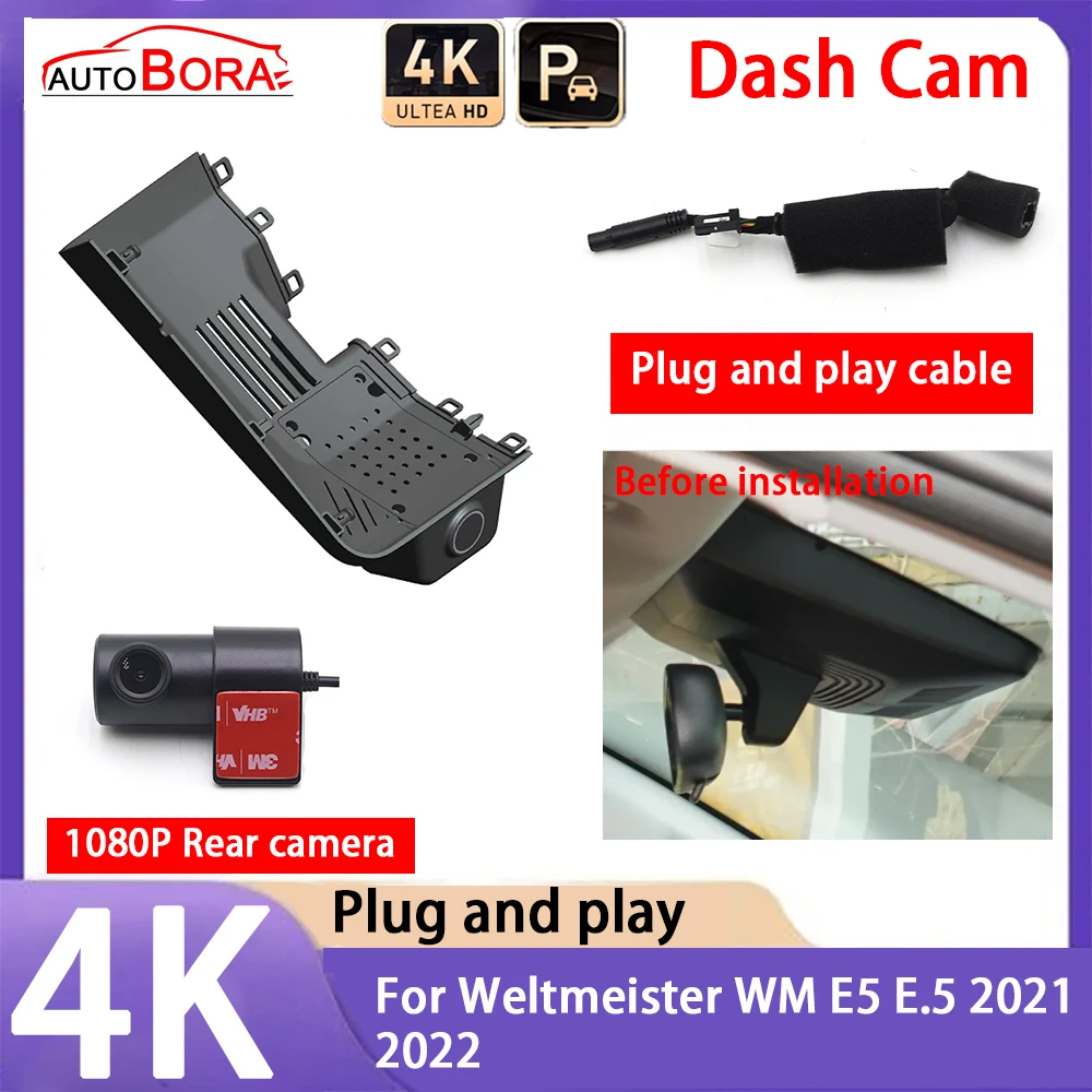 

AutoBora 4K 2160P Car Camera Plug and Play UHD Dash Cam Night Vision for Weltmeister WM E5 E.5 2021 2022