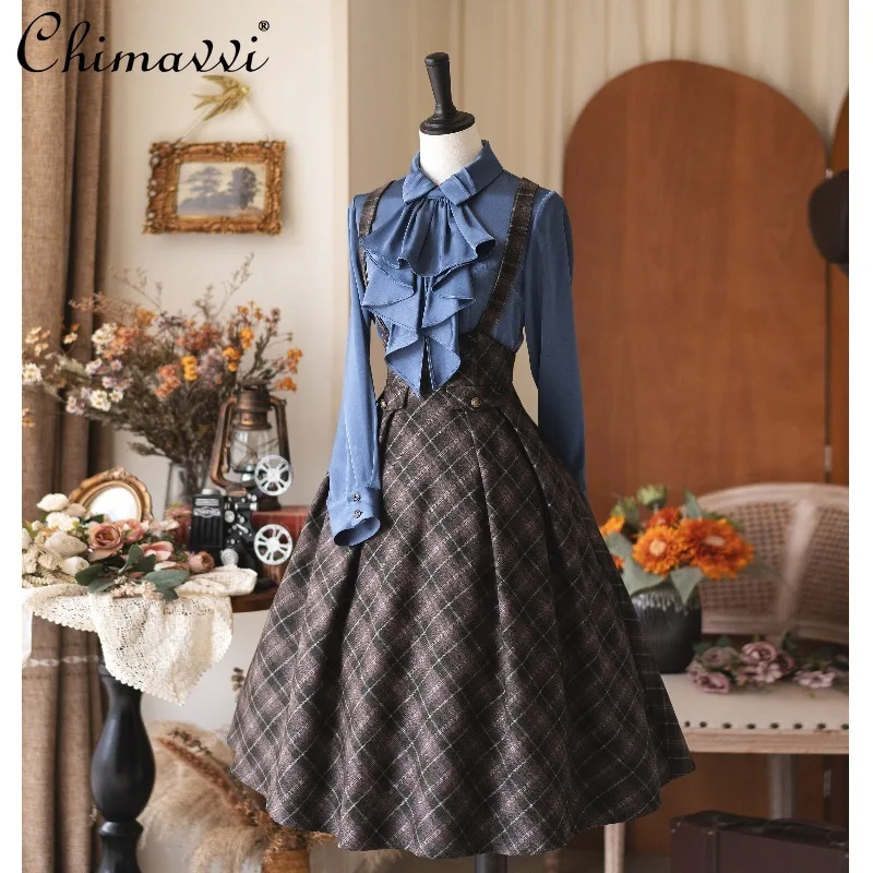 オリジナルレトロ宮殿スタイルサテンブラウス春と秋の新ファッション長袖ルーズエレガントロリータシャツ女性用