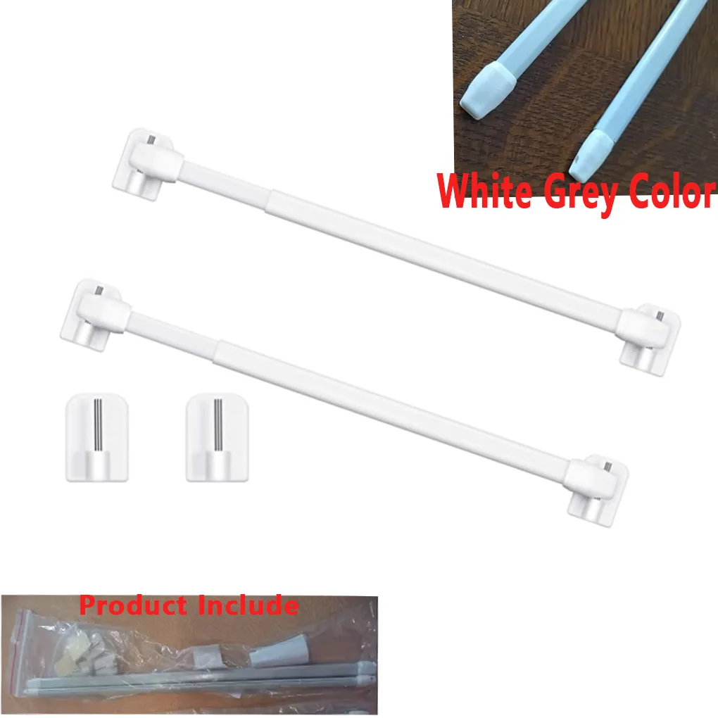 2 Pieces Adjustable Curtain Rod Extendable Bars Pole Without Drilling Hanging Rods Self Adhesive for Home Bathroom Hotel