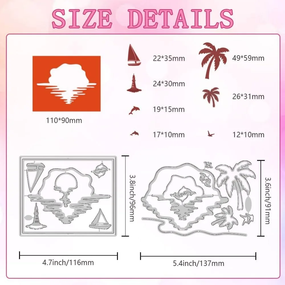 Layered Sunset Cutting Dies Embossing Template Carbon Steel Cutting Stencils Background Die Cuts for Greeting Card Making DIY