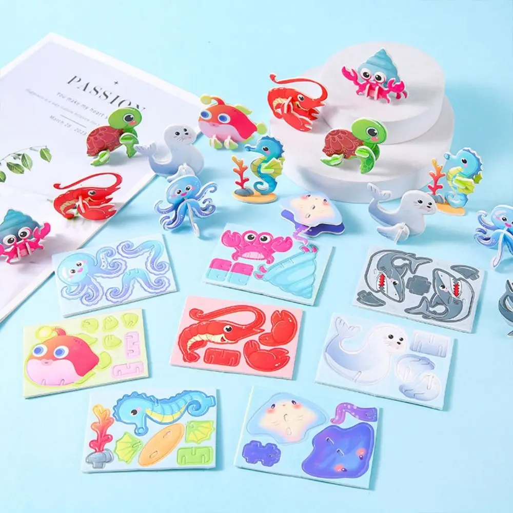 10 pezzi regalo 3D animali marini puzzle di carta puzzle cognitivo puzzle tridimensionali per bambini giocattolo di apprendimento per bambini