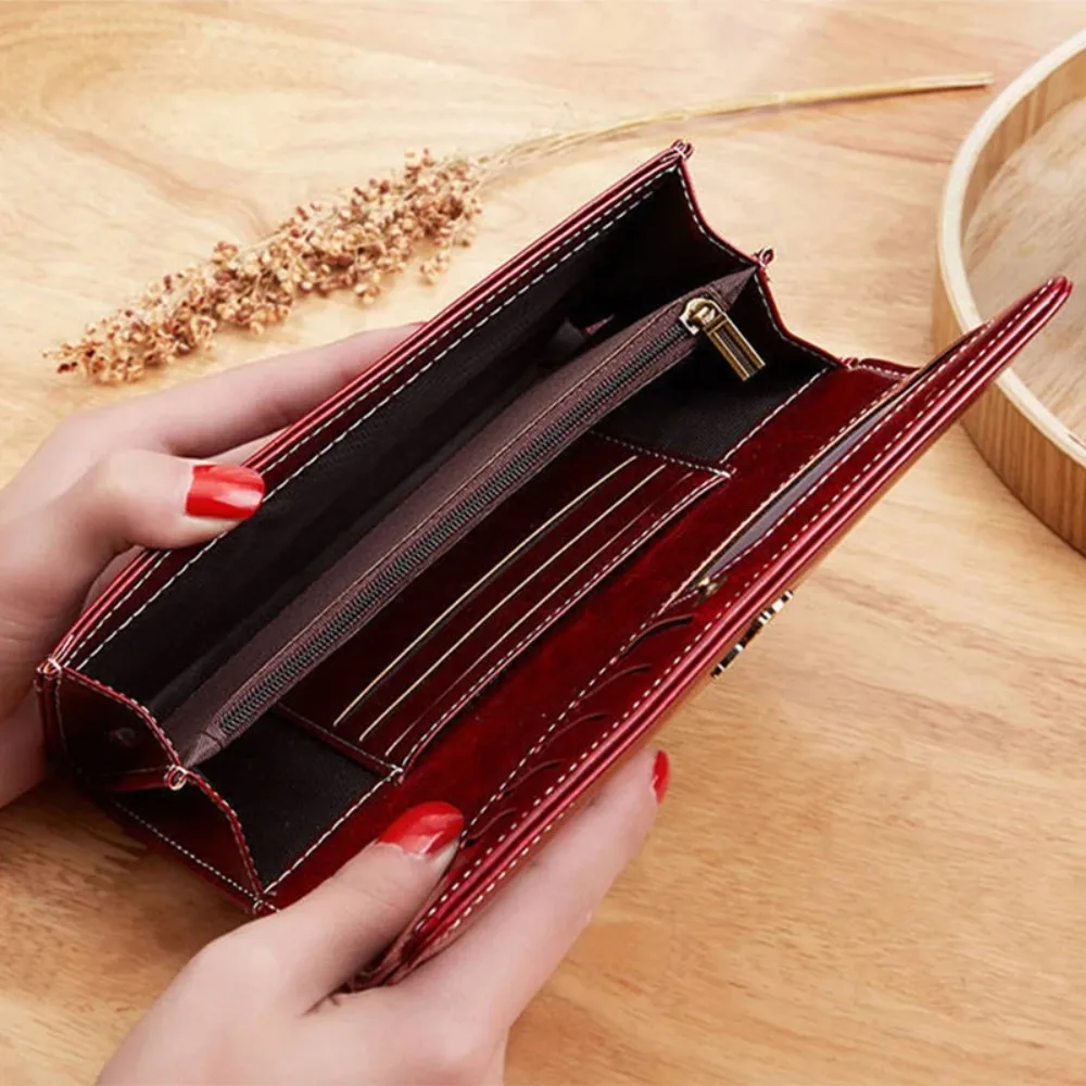 Luxury Designer Purses for Women Long Handbag Zipper Coin Pocket PU Leather Women\'s Wallets Card Holder Monederos Para Mujer