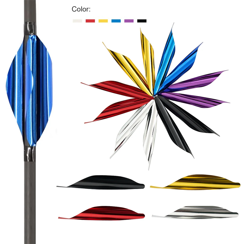 

50/100pcs Archery Feathers, 1.8in 6 Styles PVC Trimmed Spiral Feathers For Carbon Hybrid Arrows, Fiberglass Shafts Accessories