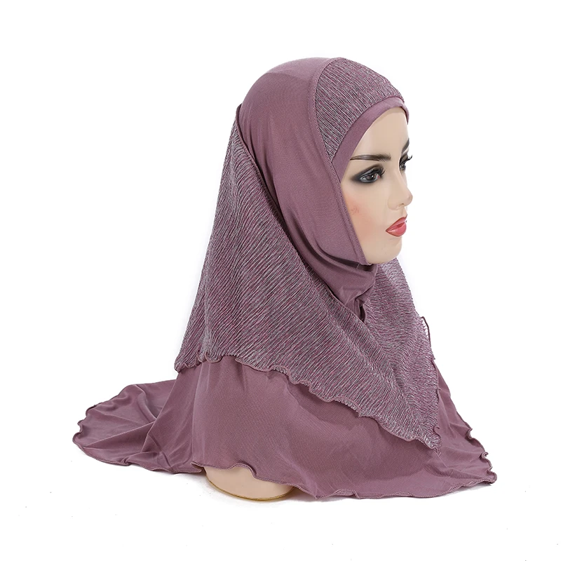 H076 Teenage girls medium size 65*60cm pray hijab muslim hijab scarf islamic headscarf hat amira pull on headwrap