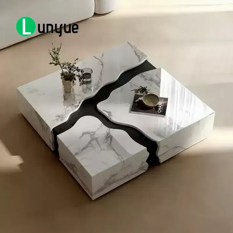 Italian High-end Marble Coffee Table Luxurious and Minimalist square Extremely Fashionable and Luxurious Stone Coffee Table