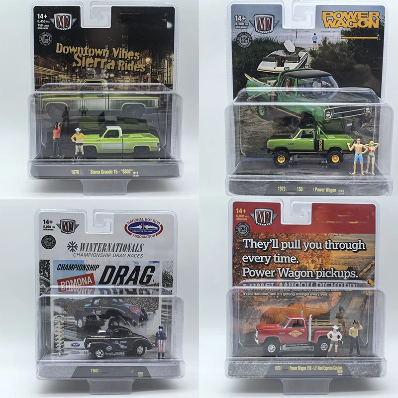 

M2 Machine 1:64 Vintage Car Truck and Doll Combination Set Alloy Die Casting Car Model Collection Ornament Display Gift