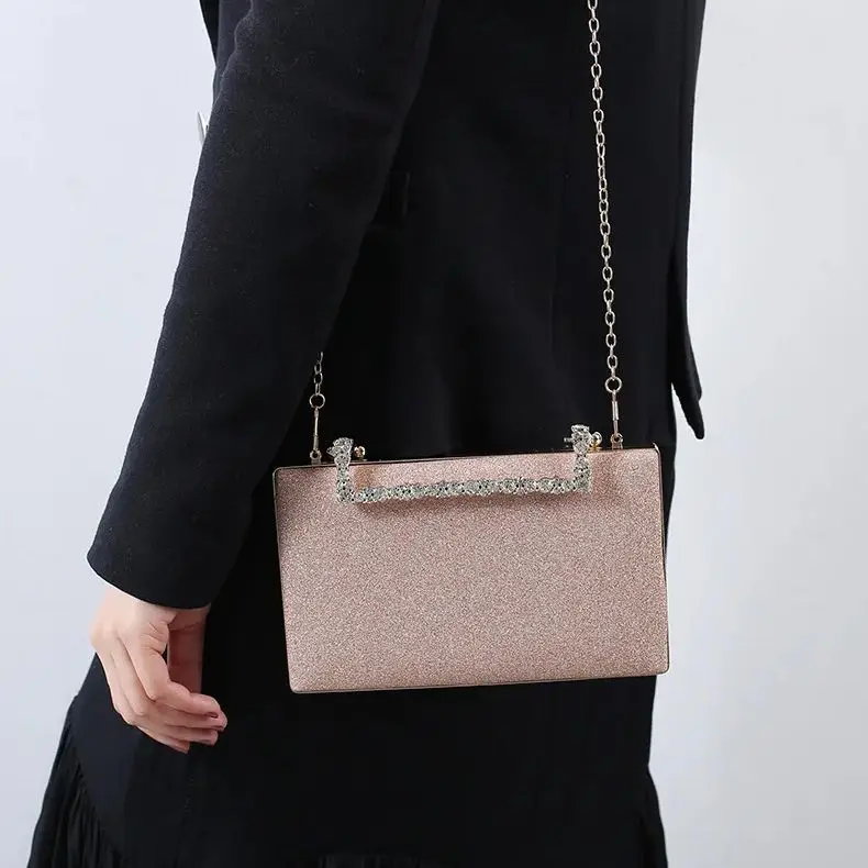 حقيبة يد مربعة على الموضة الأوروبية والأمريكية مرصعة بالألماس وحقيبة يد مربعة أنيقة على الطراز الأوروبي