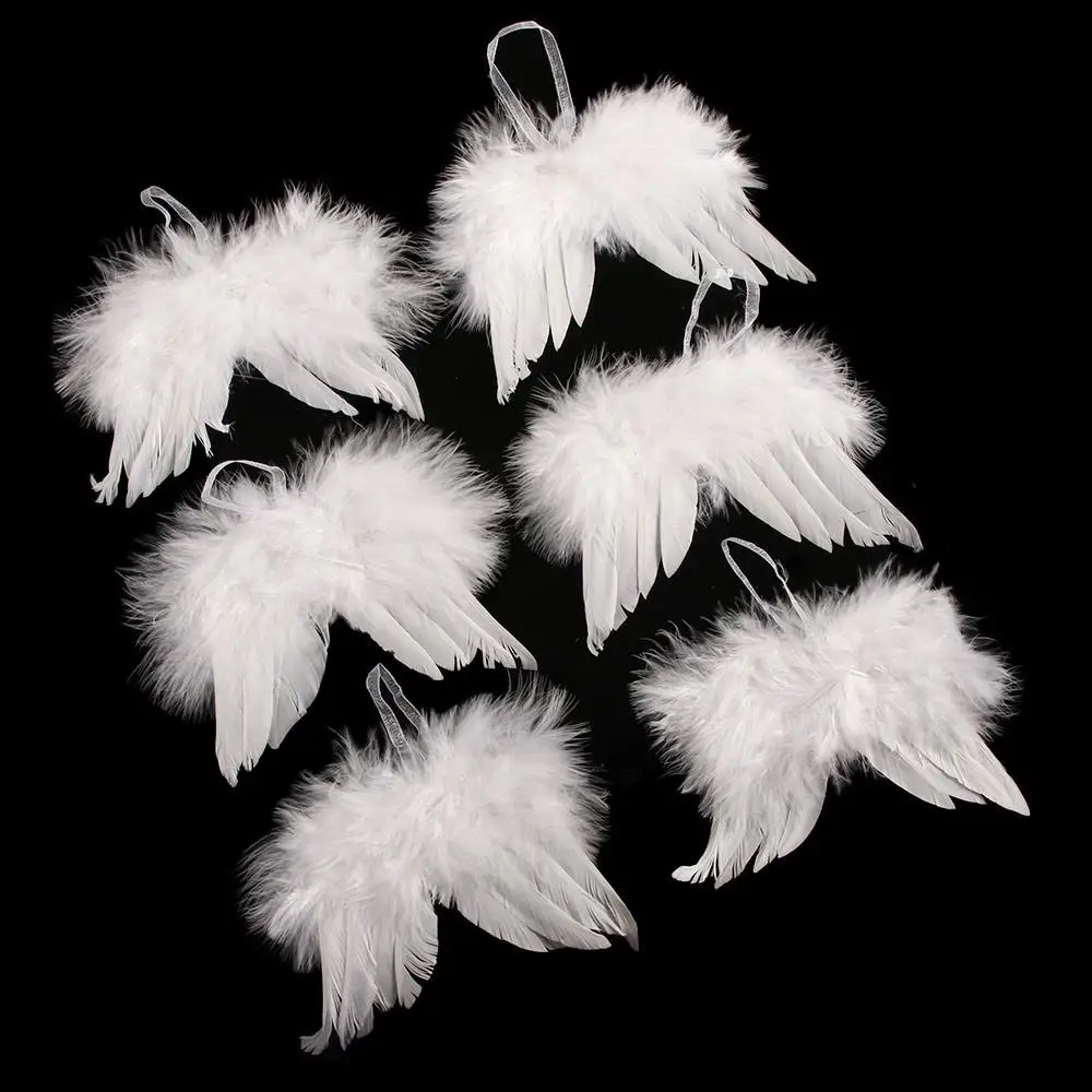 10Pcs Lovely Wedding Home Decoration White Feather Wing Hanging Ornament Christmas Tree Decor Angel Wings