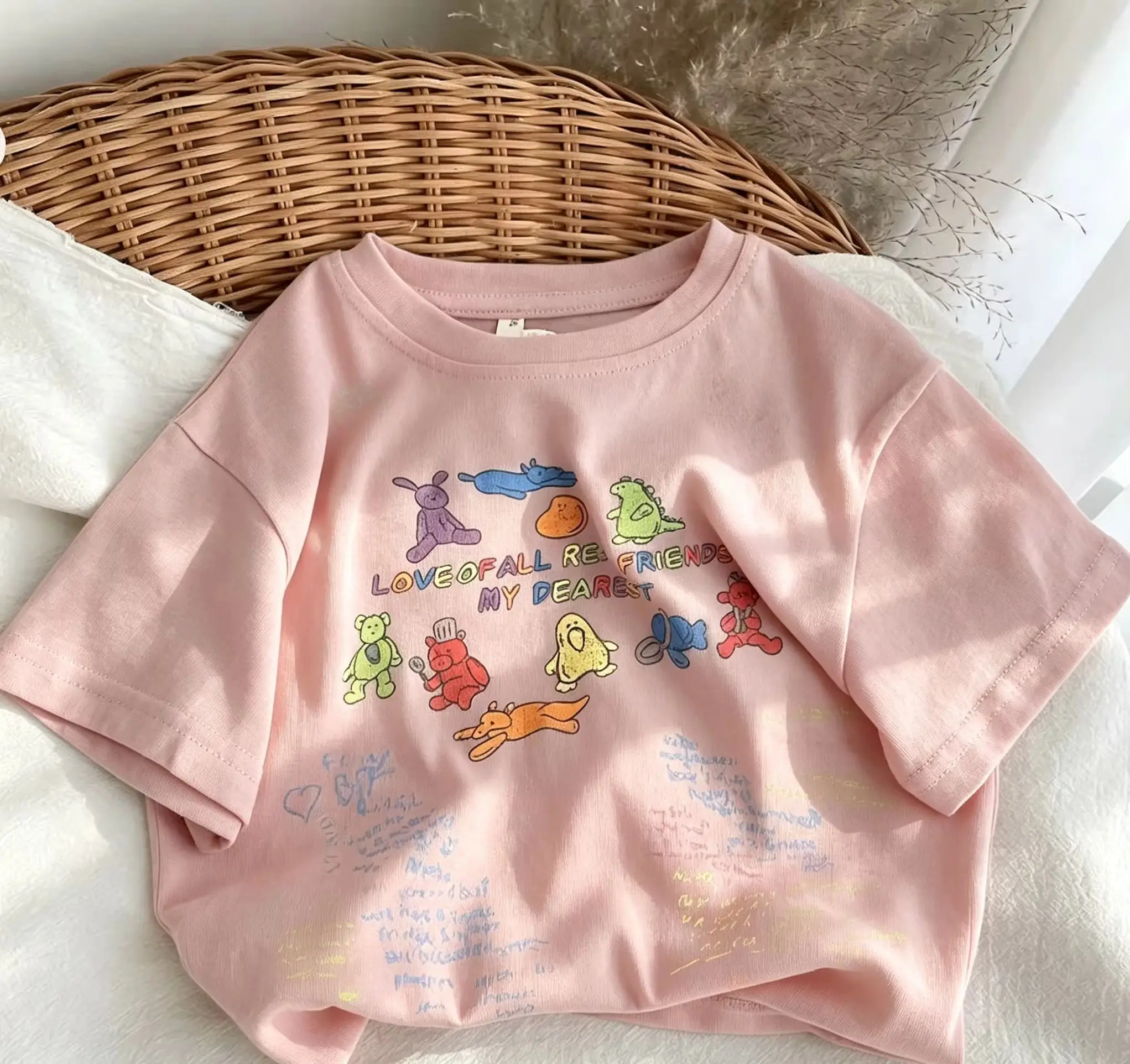 2025 Cartoon Baby T-shirts Korea Style Children's Baby Short Sleeve Printing Tees For Boys Girls