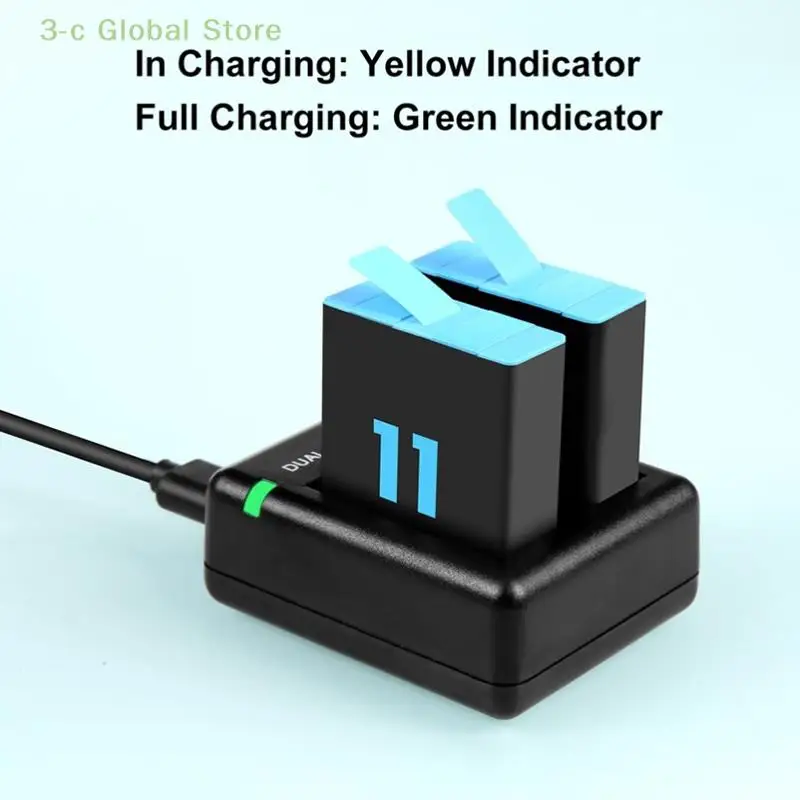 

For Gopro Hero11 Black / HERO9 Black / HERO10 USB Dual Port Slot Double Battery Charger Black Action Camera Parts