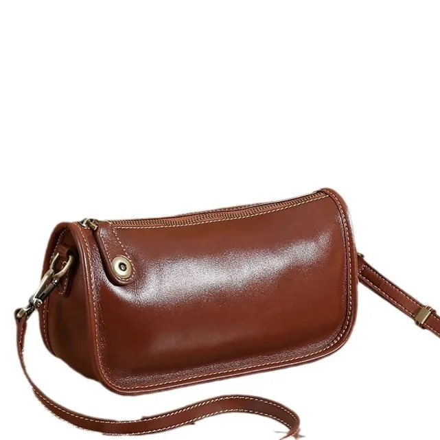 Genuine leather dumpling bag, retro commuter women's bag, mobile phone storage, commuter single-shoulder crossbody small bag