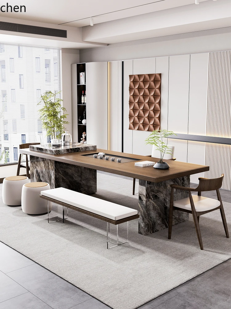 HXL Solid Wood Tea Table and Chair Set Island Table for Home Office Large Tea Table