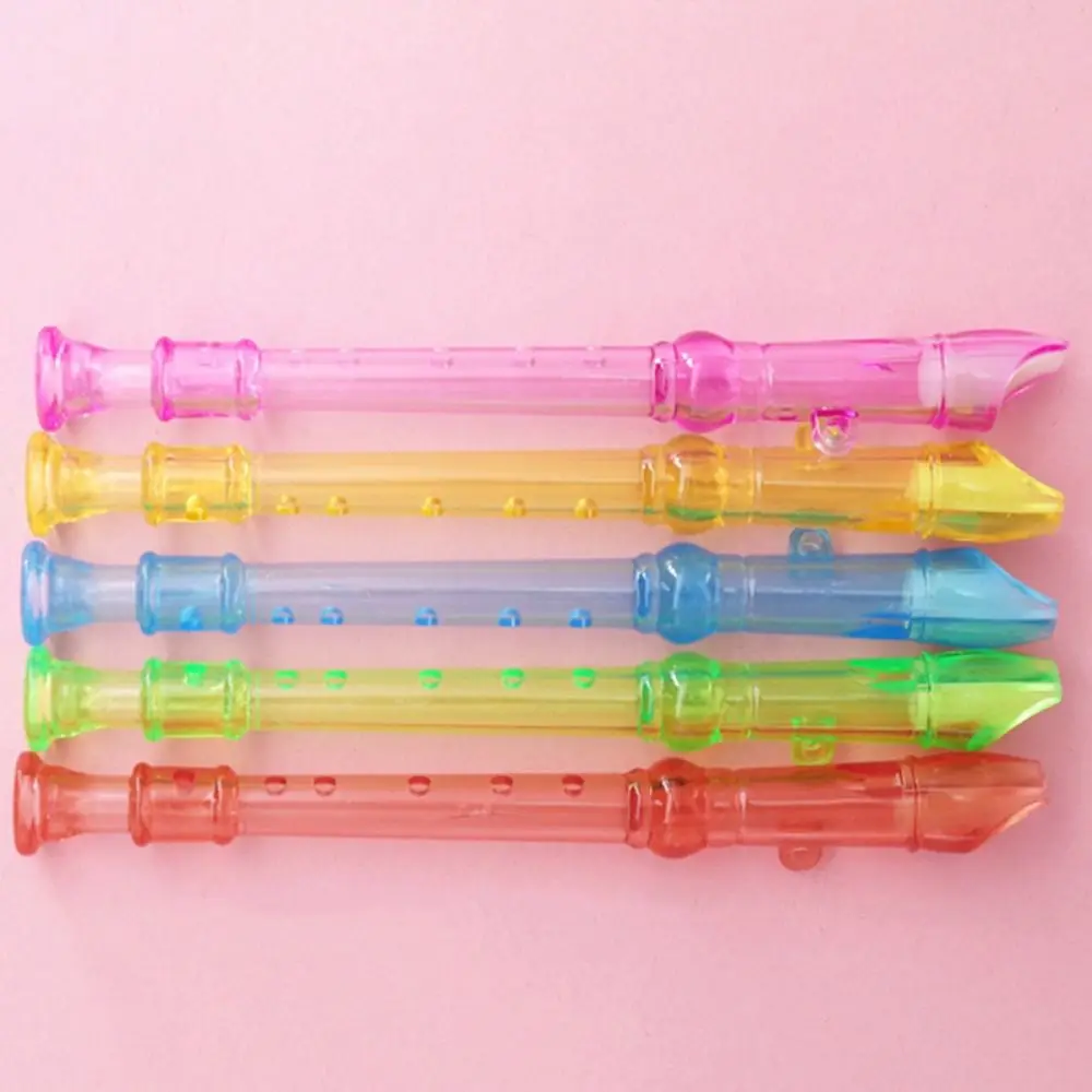 5 pezzi Mini registratore a 6 fori piccolo flauto colorato colore casuale bambini pratica vento Mini clarinetto di plastica educativo giocattolo per bambini