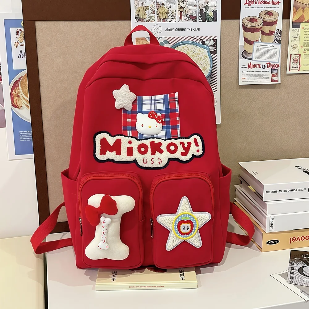 

Милый стильный рюкзак большой вместимости Hello Kitty для девочек младших классов, студенческий рюкзак, модный подростковый рюкзак, лучший