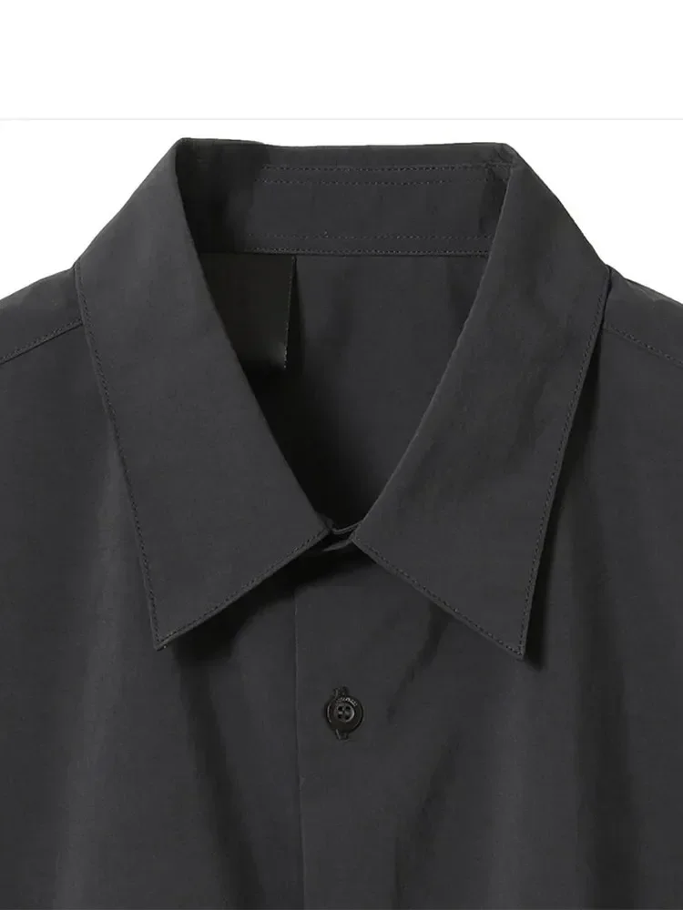 N.H Japanese solid color retro square collar loose casual commuter short-sleeved shirt