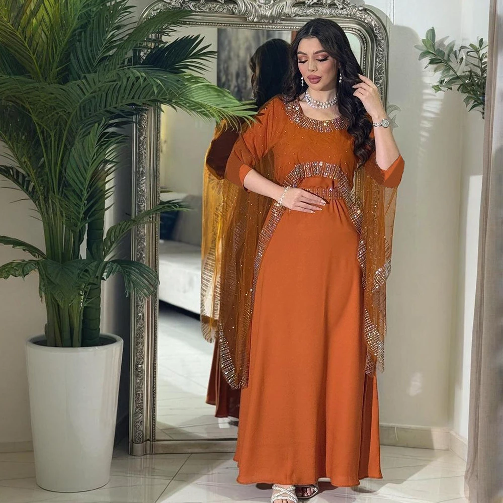 

Abayas for Women Muslim Dress Evening Party Jalabiya Eid Djellaba Ramadan Caftan Marocain Femme Robe Gown