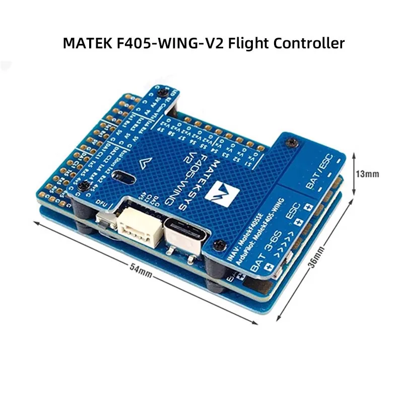 MATEK F405-WING-V2 Flight Controller — 3–6S, Barometer, OSD, Blackbox — For RC Aircraft
