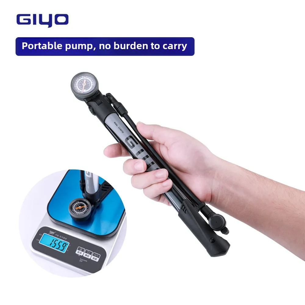 Giyo GM-642 mini inflável mountain bike bomba de piso portátil válvula presta/schrader 120psi 33cm acessórios da bicicleta