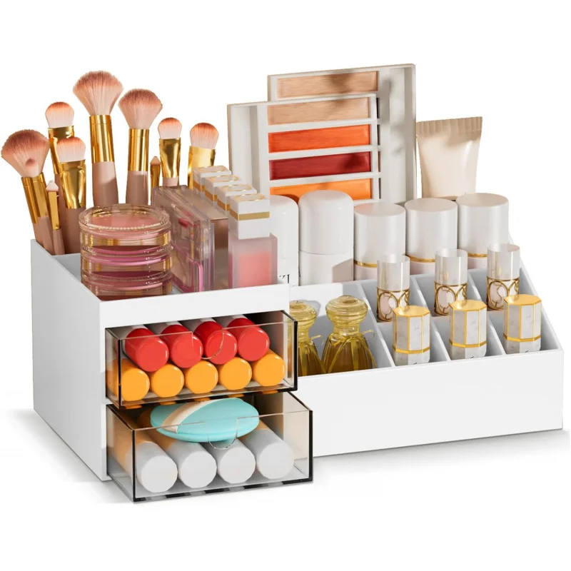 

Subsky Makeup с ящиками, удобное хранение кистей для косметических товаров, многофункциональный пластиковый настольный органайзер, косметика