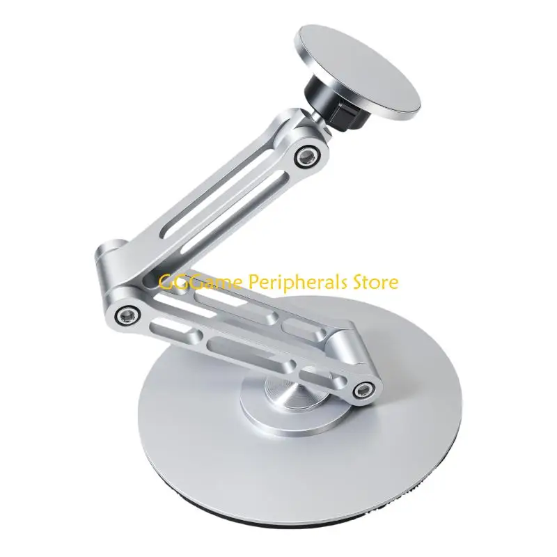 U55B Desk Phone Stand for Phones, Adjustable Foldable Metal Holder with Round Base for Calls and Daily Viewing