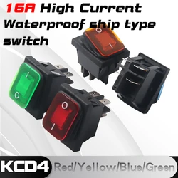 Ship type switch waterproof warping power KCD4 button with light no light 16A250V second and third gear high power