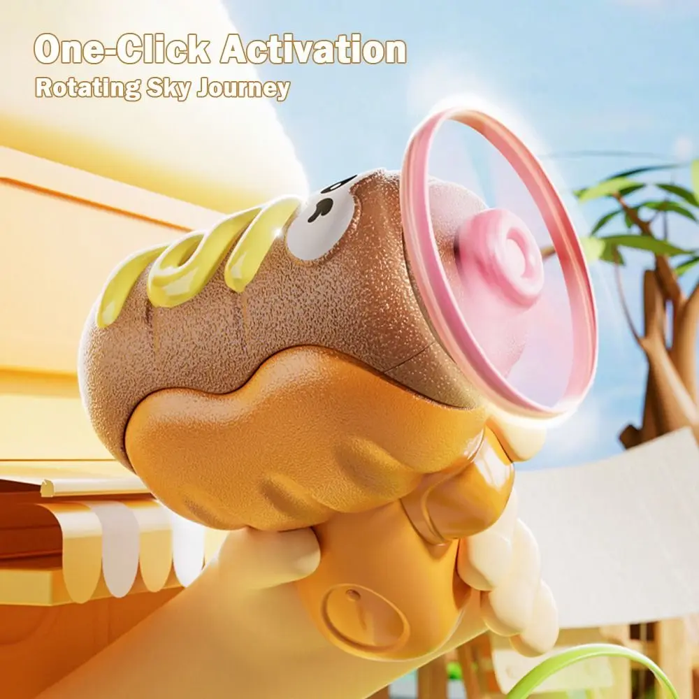 

6-in-1 Gyro Flying Disc Glowing Burger Fries Shape Spinning Top Flying Disc Novel Desig with LED Lights Rotating Gyro Launcher