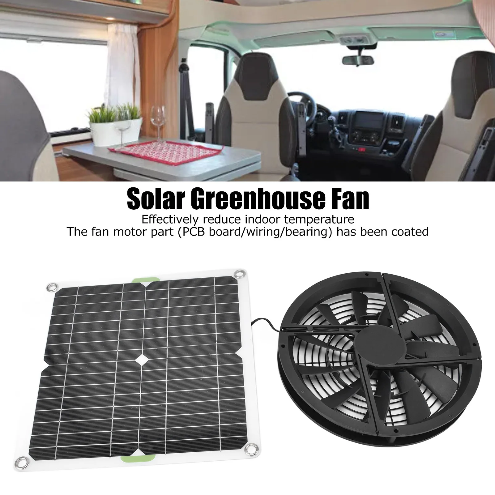 Solar Panel Fan Kit 10in 100W Waterproof Solar Panel Round Ventilation Case Exhaust Fan for Chicken Coop Greenhouse Shed