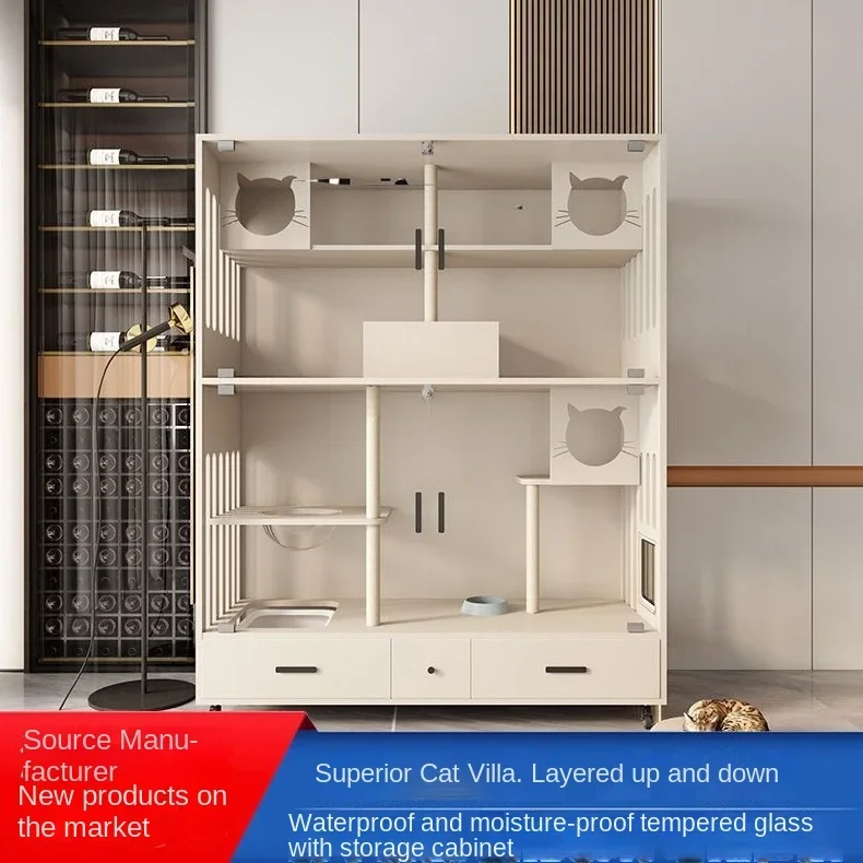 Spacious Interior Non-Toxic Luxury Pet Cage with Solid Pattern Nest HouseHold Cabinet Pet Housing Made From Safe Materials