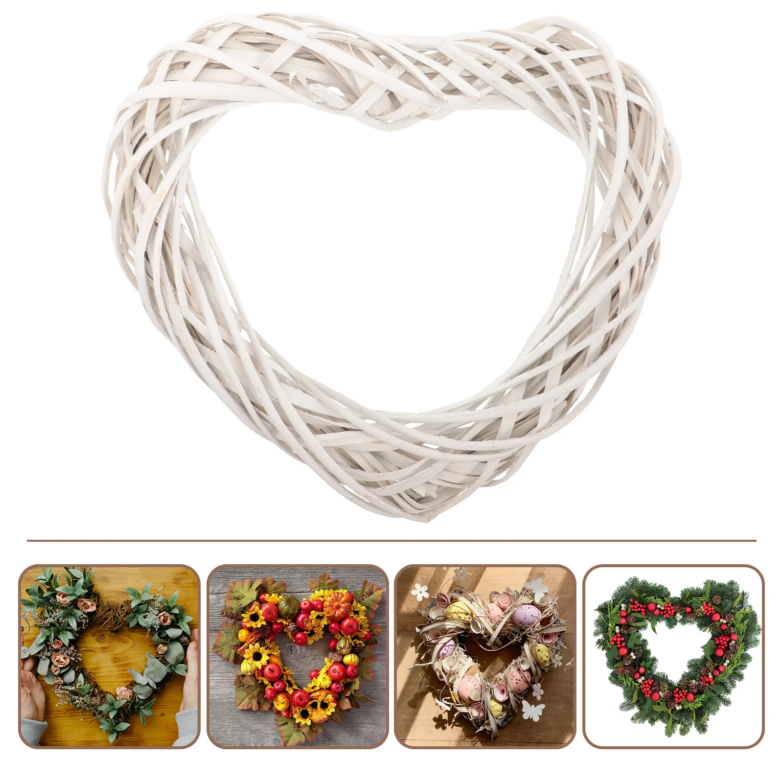 

Heart-Shaped Rattan Wreath Frame Natural DIY Wreath Supplies Xmas Door Hanging Garland Accessory Natural Rattan