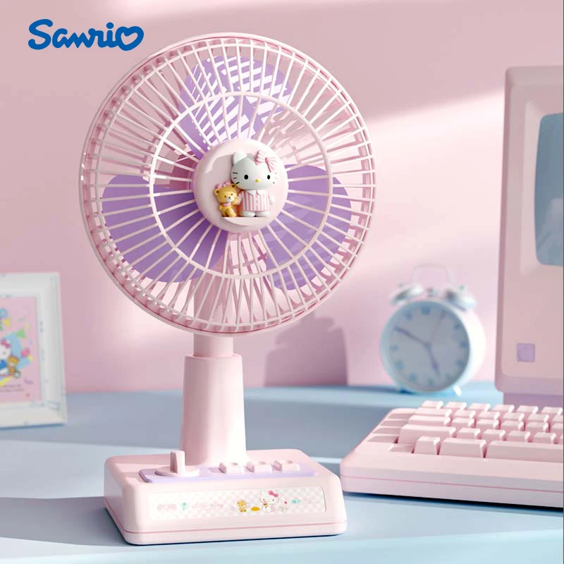 Sanrio Vintage Desktop Fan Series Kuromi Cinnamoroll Hello Kitty Styles Portable Usb Charging Offices Household Cute Cartoon Fan