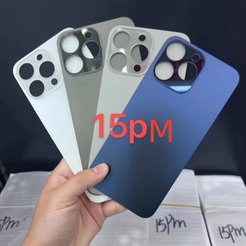 back cover glass For Iphone 15 Pro Max / 15 Pro Big Hole Back Battery Cover Rear Panel Door Housing Case Repair Parts image 3
