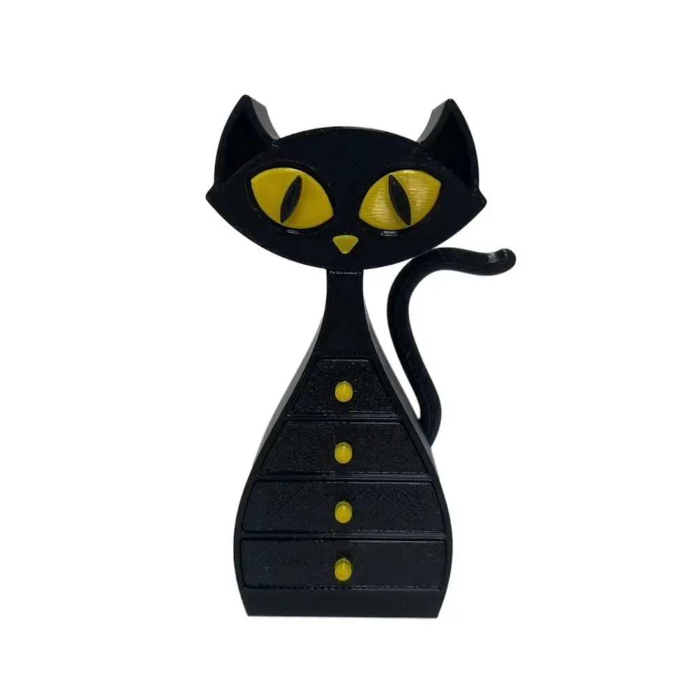 Black Cat Halloween Jewelry Box Large Capacity 6-layers Drawer Jewel Case Portable Creative Ring Jewelry Box Halloween Gifts